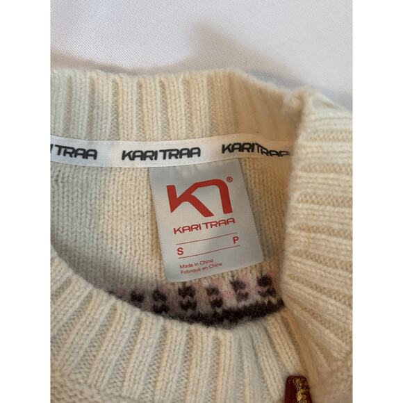 Kari Traa Wool Blend Nordic Sweater Women’s Small Cream Fair Isle - Picture 3 of 8